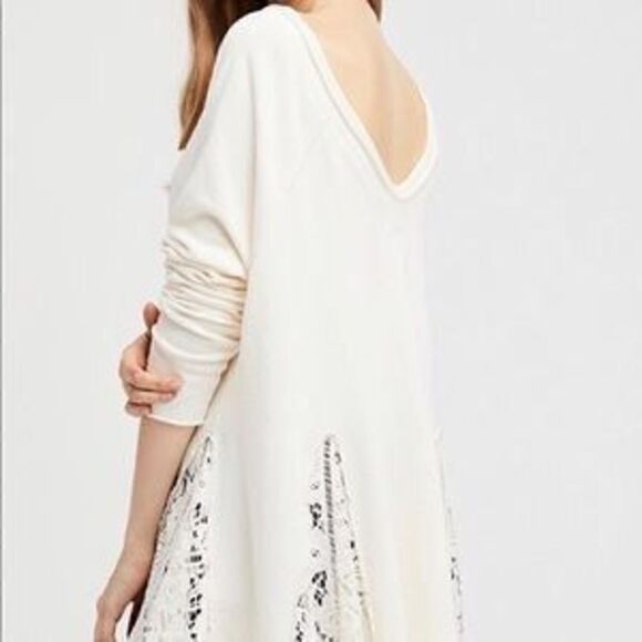 Free People Top Women’s XS Tunic VNeck Fairy Hippie Boho Lace Asymmetrical - Picture 4 of 8
